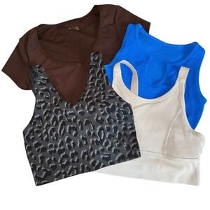 Ribbed Comfort Sports Bra Cream Basic Everyday Athleisure Tank Top